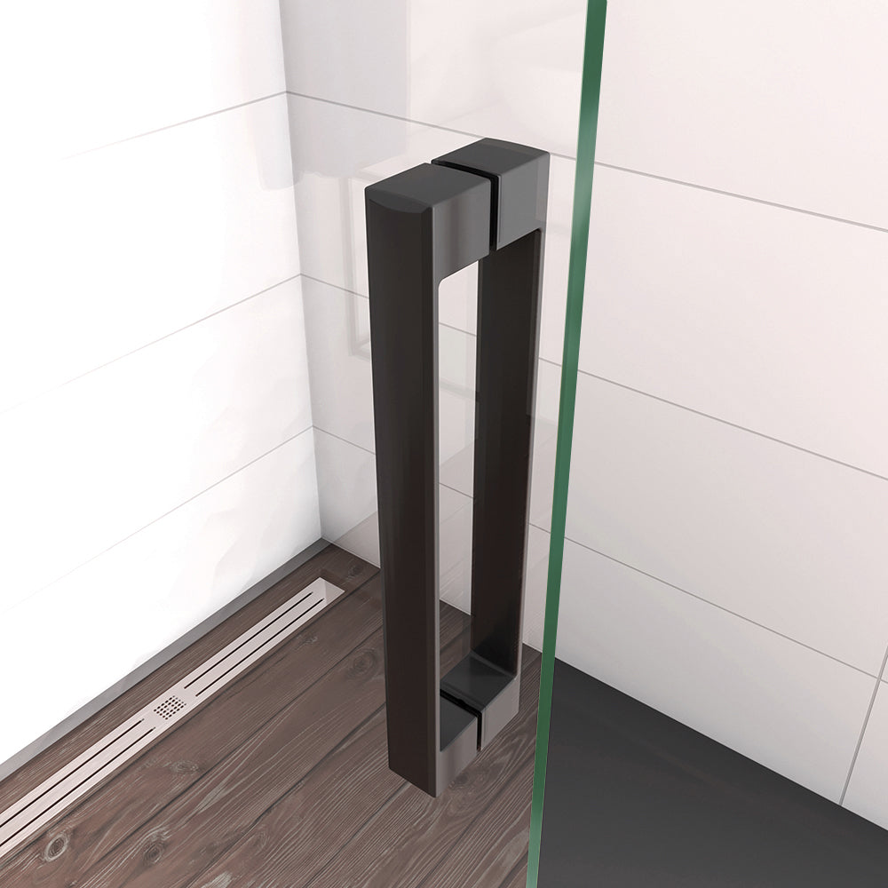 WALK IN Parete Doccia Movibile Battente Verso Interno e Esterno in Vetro 8 mm Trasparente Temperato Anticalcare Telaio Nero Opaco