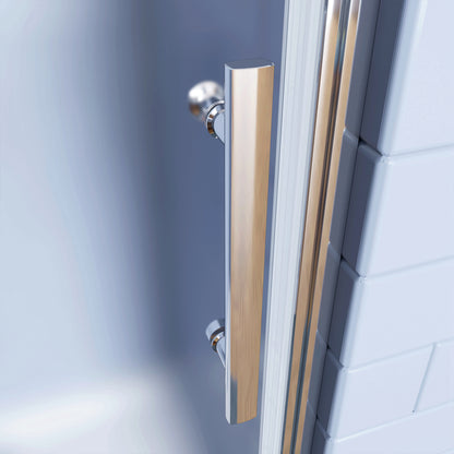 Aica Porta Doccia per Nicchia Apertura Battente in Vetro Temperato Satinato Opaco 6mm Anticalcare Telaio Cromo Lucido (montaggio verso irreversibile)
