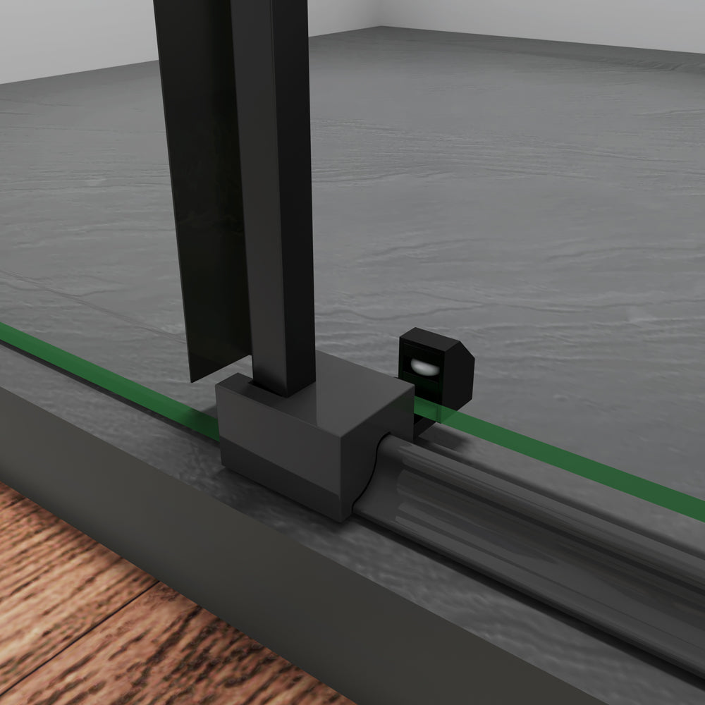 Aica 200 cm Box Doccia Per Nicchia Porta Scorrevole Ingresso Laterale In Vetro 8 mm Temperato Trasparente Anticalcare Telaio Nero Opaco