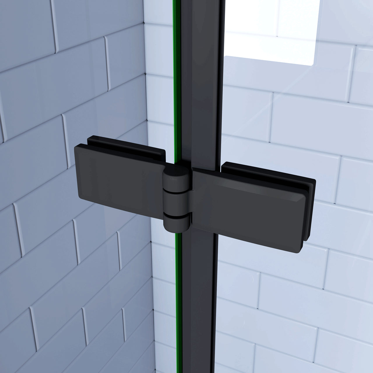 Walk in Parete Doccia Movibile 2 Pannelli Pieghevoli a Libro 65-115x190 cm in Vetro 5mm Trasparente Temperato Anticalcare Telaio Nero Opaco