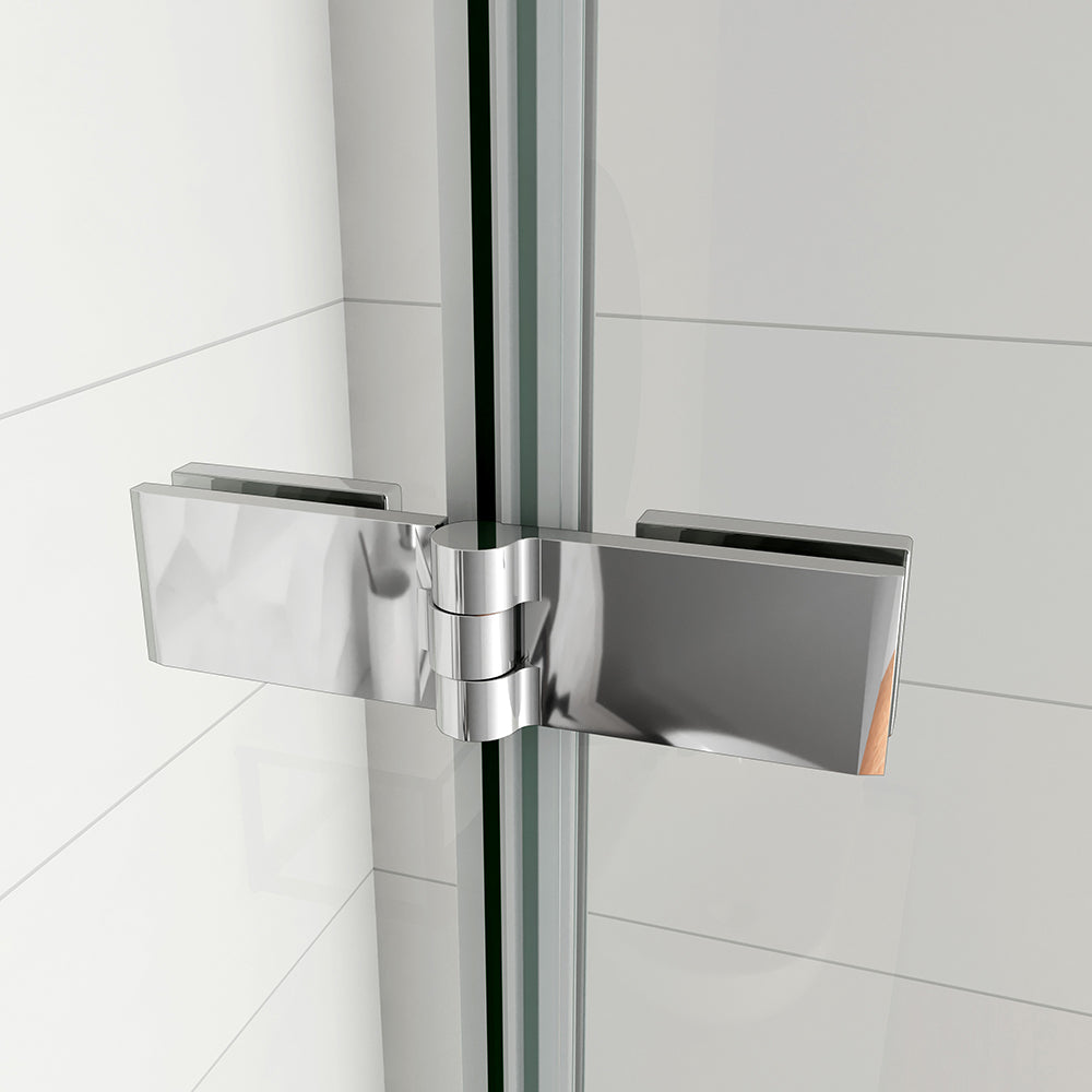 WALK IN Parete Doccia Paretina Fissa Paretina Movibile in Vetro 6mm Trasparente Temperato Anticalcare Barra Stabilizzatrice e Telaio Cromato Lucido