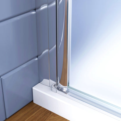 195cm Box Doccia Angolare Porta Battente con Parete Fissa con Barra Stabilizzatrice in Vetro Temperato Satinato Opaco 6mm Anticalcare Cromo Lucido