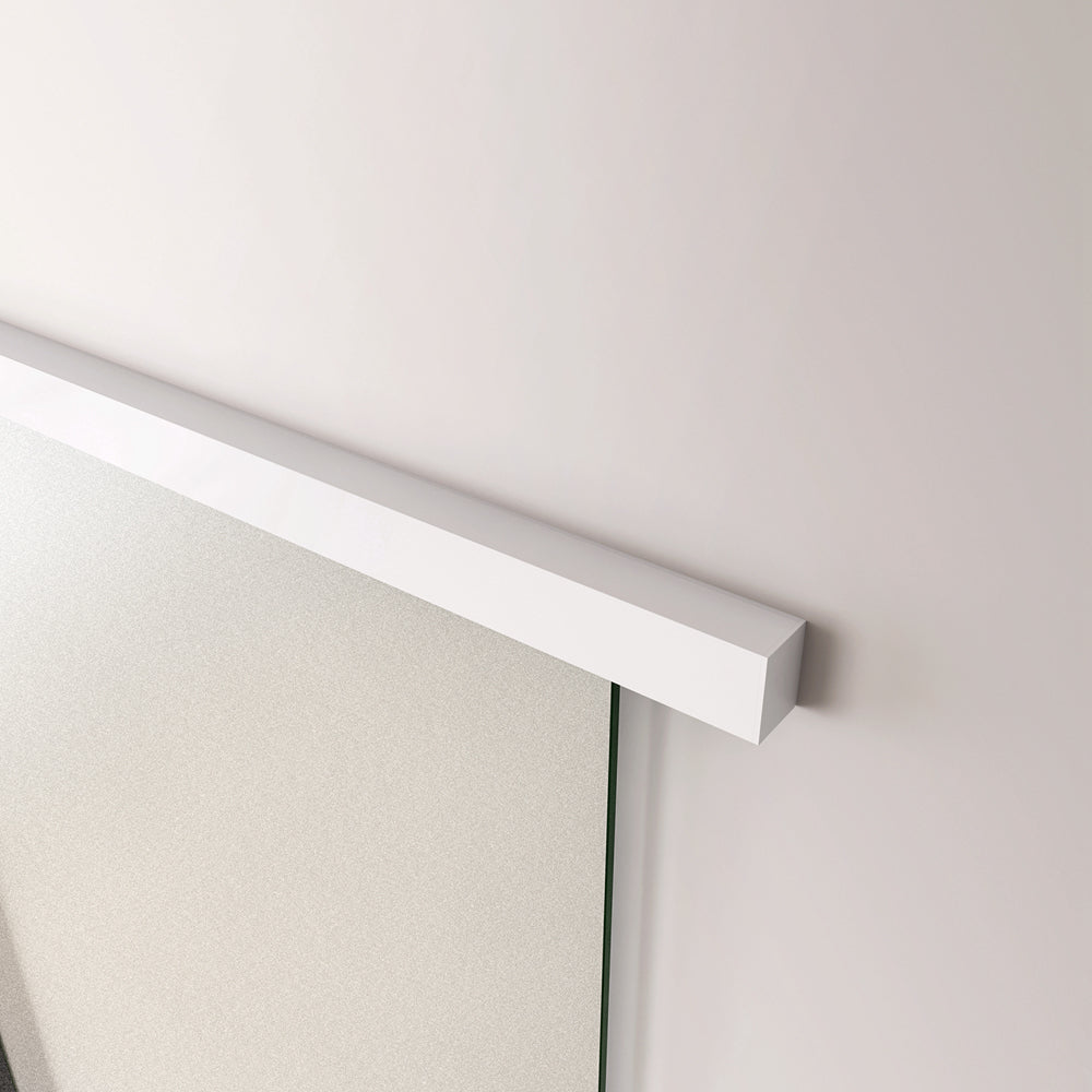 Porta Scorrevole in Vetro da 8mm Temperato Opaco con Pellicola Anti-frantumi con Binario in Alluminio Bianco Verniciato Altezza 225cm