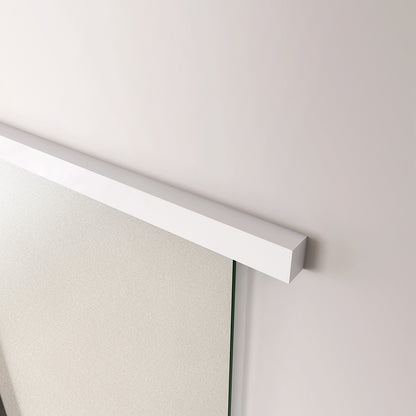 Porta Scorrevole in Vetro da 8mm Temperato Opaco con Pellicola Anti-frantumi con Binario in Alluminio Bianco Verniciato Altezza 225cm