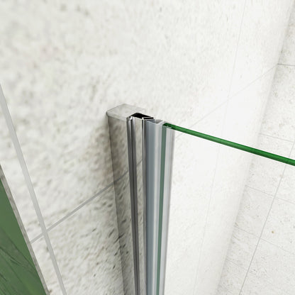 195cm Box Doccia Angolare Porta Battente Parete Fissa Vetro da 6mm Temperato Anticalcare Barra Stabilizzatrice 45cm Cromo Lucido