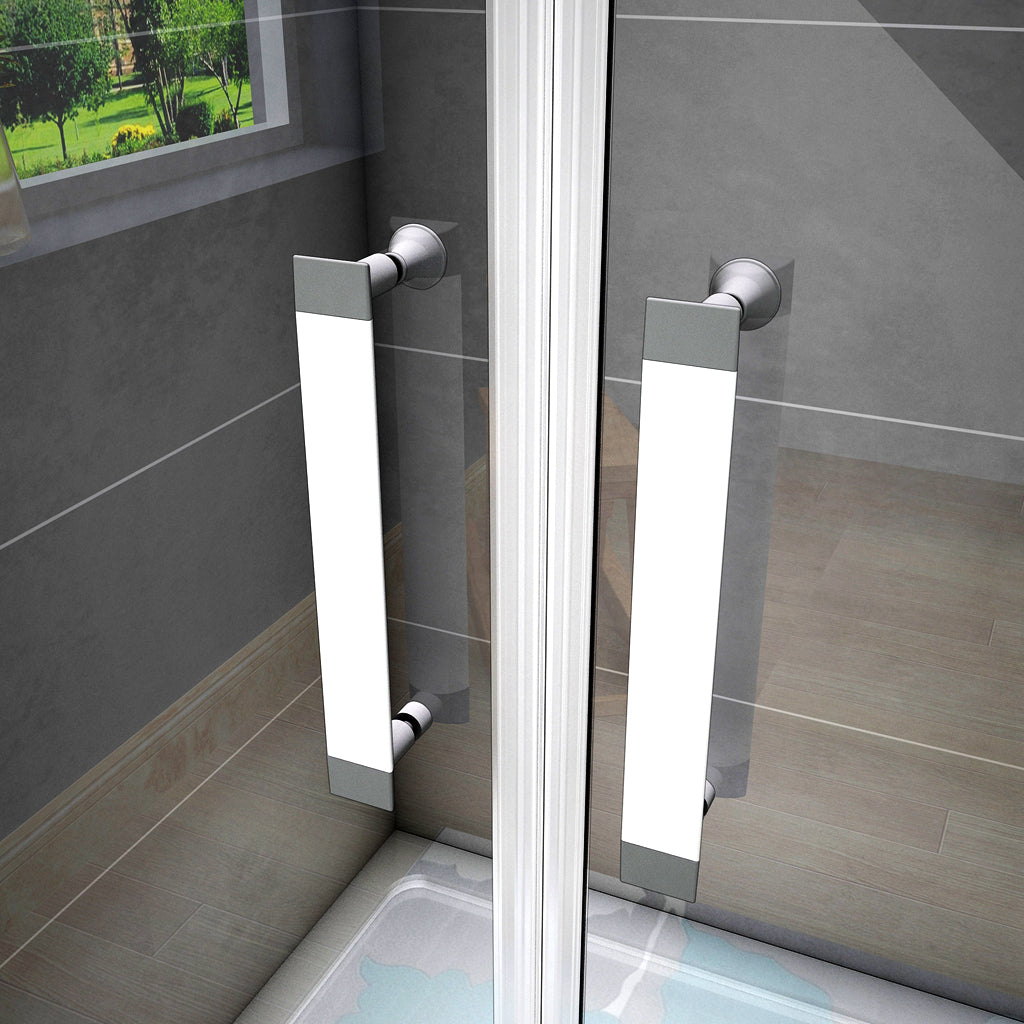 Aica 185 cm Box doccia per Nicchia Porta Battente 2 Ante Saloon Vetro Temperato 5 mm Trasparente Profilo in Alluminio Processo di Elettroforesi