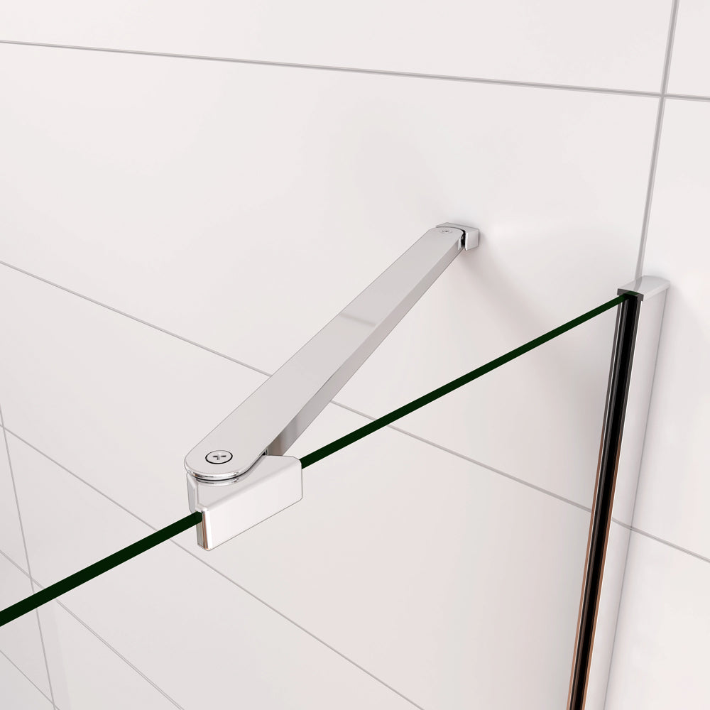 Parete Doccia Sopravasca Angolare 2 Ante Pieghevoli con Parete Laterale Vetro Temperato 6 mm Trasparente Anticalcare Cromato Lucido