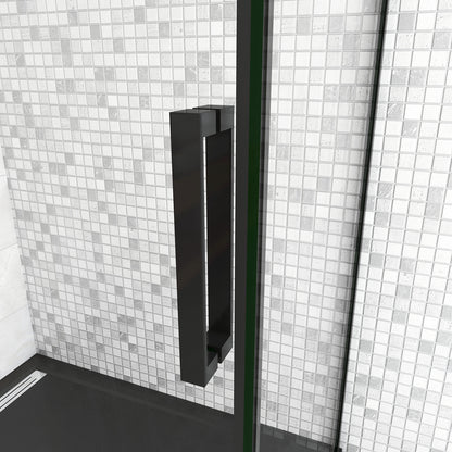 200cm Box Doccia Angolare Porta Scorrevole con Parete Fissa Vetro da 8mm Temperato Trasparente Anticalcare Telaio Nero Opaco