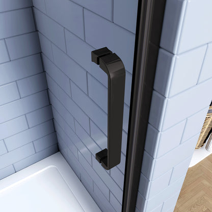 Porta Doccia per Nicchia Apertura Battente 2 Pannelli in Vetro Temperato 8 mm Anticalcare Telaio Nero Opaco