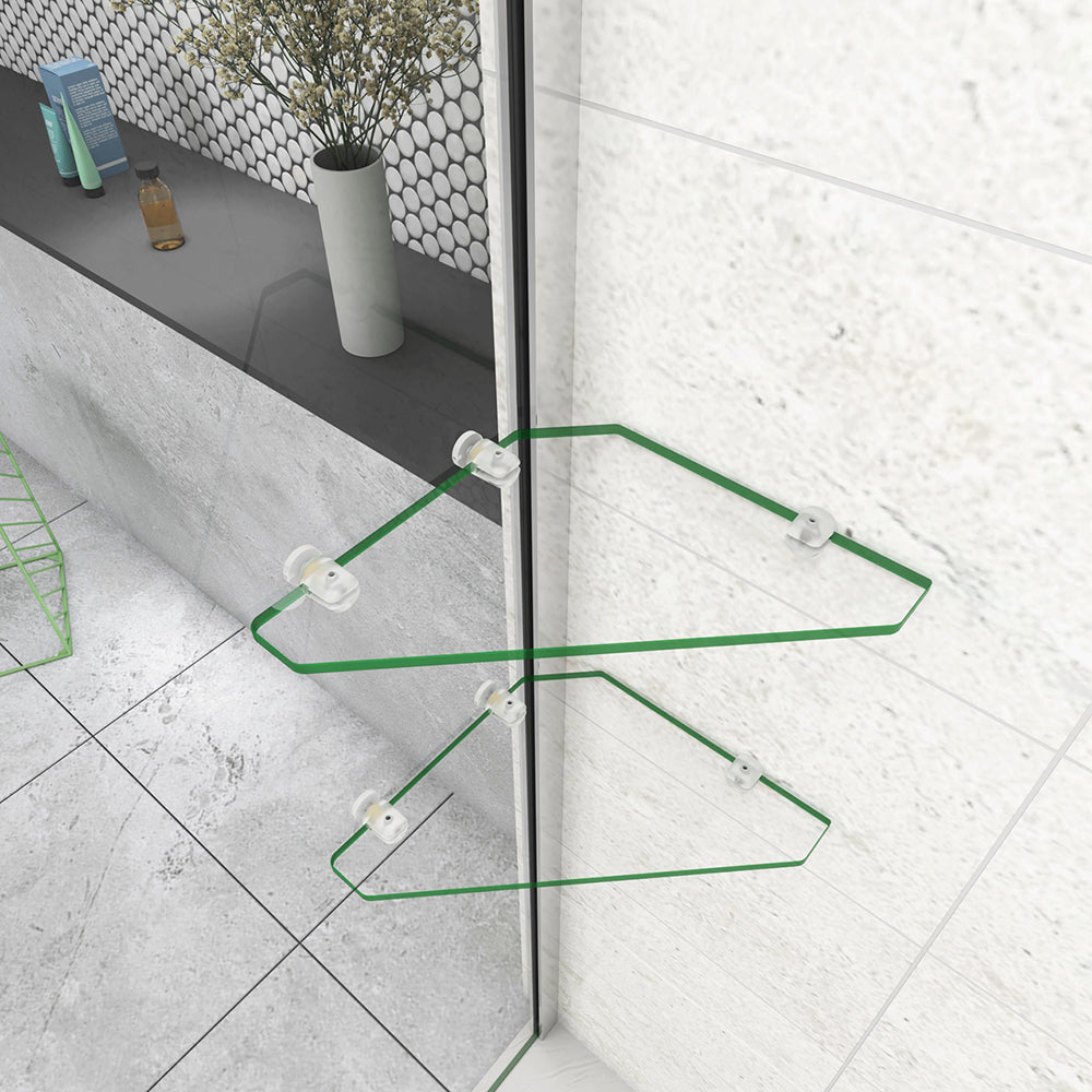 Walk In Parete Doccia 80-120cm Paretina Mobile 30/40cm Vetro Temperato 8mm Anticalcare 2 Ripiani Barra Stabilizzatrice da 140cm tagliabile