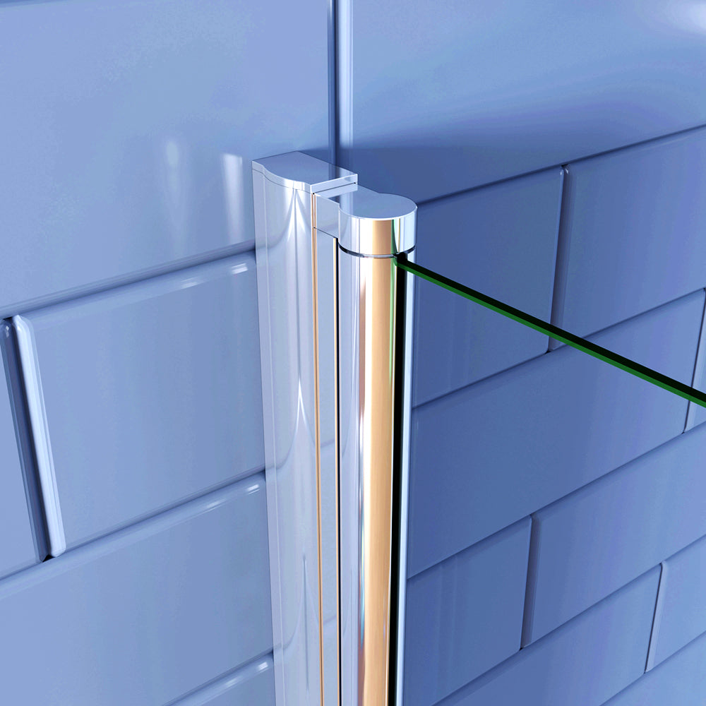 AICA Box Doccia Angolare Porta Battente 187/197cm con Parete Fissa Vetro Temperato Trasparente 6mm Anticalcare Barra Stabilizzatrice 90cm Cromo Lucido