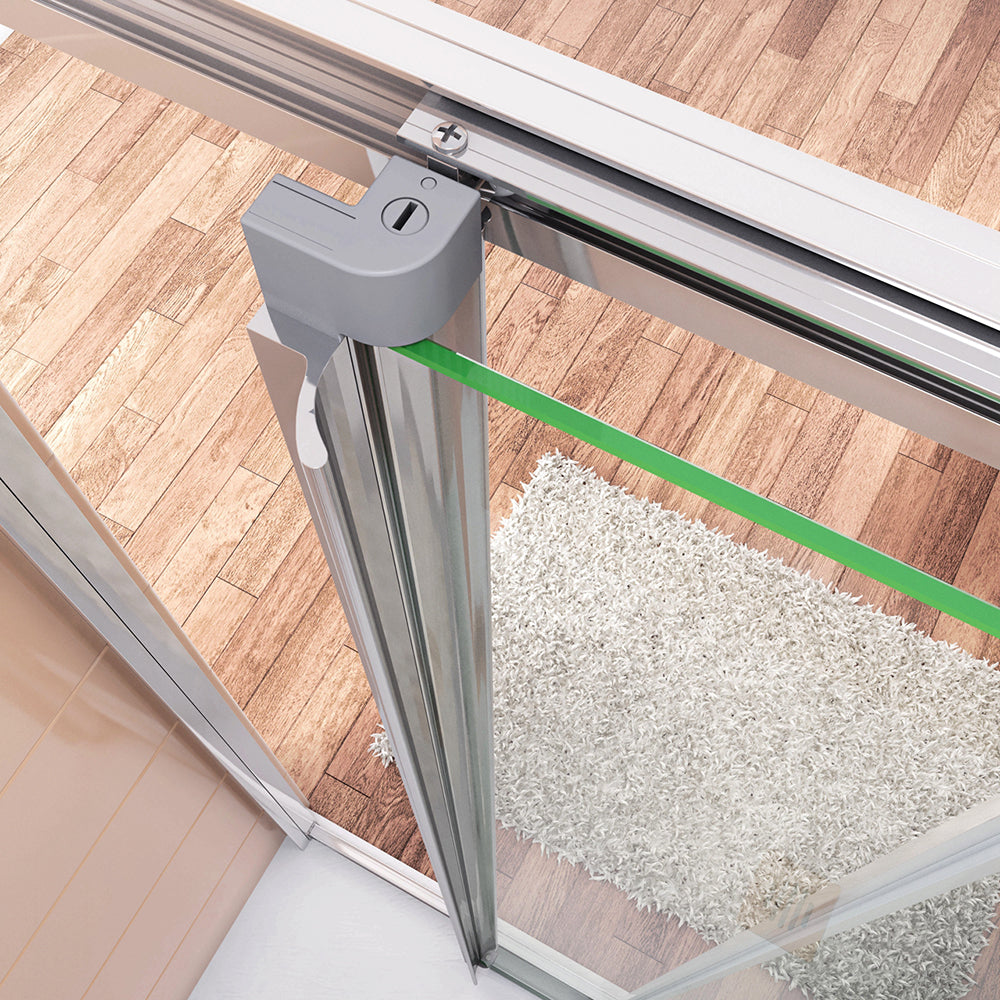 Aica 195 cm Box Doccia per Nicchia Porta Scorrevole ad Ante Sovrapposte Vetro Temperato 6 mm Trasparente Anticalcare Profili Cromati Lucidi