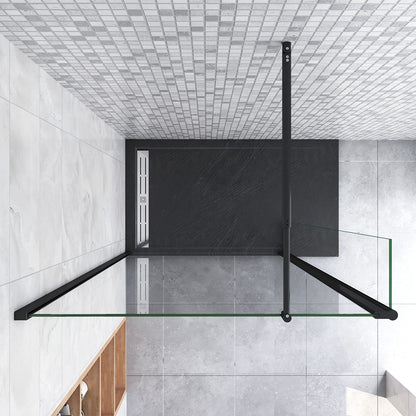 Box Doccia Walk in Due Pareti una Fissa? Mobile Vetro 8mm Temperato Trasparente Anticalcare Barra Stabilizzatrice Nero Opaco Tipo 1 - Lunga 70-120 cm Regolabile 40