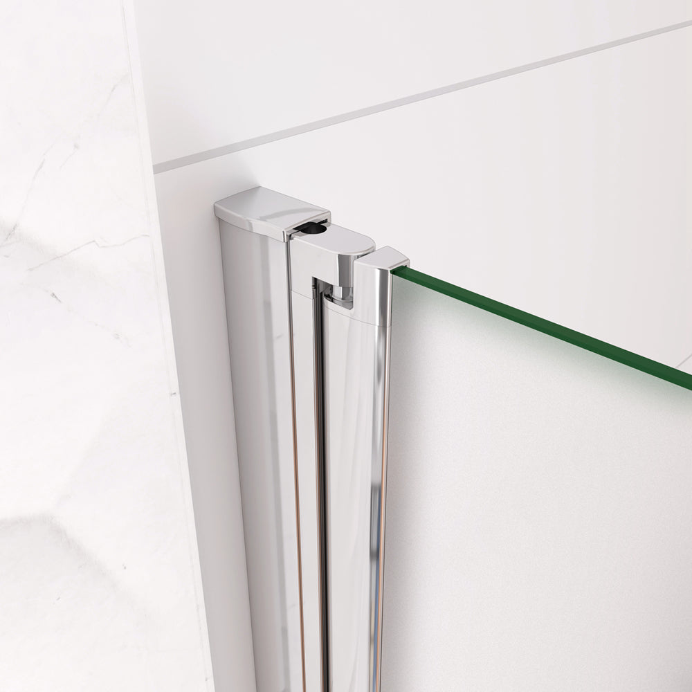 WALK IN Parete Doccia Movibile Girevole Verso Interno e Esterno 195cm in Vetro 6mm Temperato Anticalcare Satinato Opaco Telaio Cromato Lucido