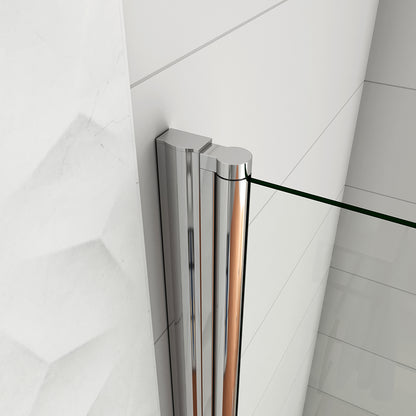 WALK IN Parete Doccia Movibile Pivotante 187/197cm in Vetro 6mm Trasparente Temperato Anticalcare Telaio Cromato Lucido