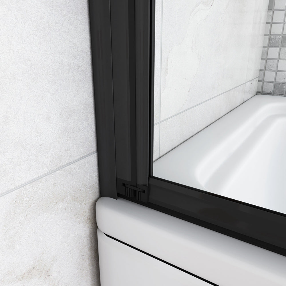120x140cm Sopravasca Parete Doccia per Vasca 5 Antine Pieghevoli a Libro Vetro Temperato Trasparente Da 4mm Profilo Nero Opaco