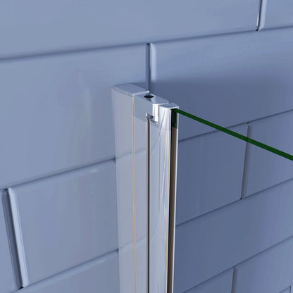 Aica Box Doccia Angolare Porta Battente con Parete Laterale e Barra Stabilizzatrice 140cm in Vetro Temperato 6mm Trasparente Anticalcare Cromo Lucido
