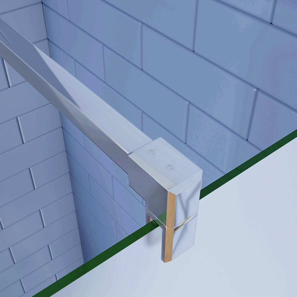 Aica 195cm Box Doccia Angolare Porta Battente con Parete Fissa in Vetro Temperato Satinato Opaco 6mm Anticalcare con Barra Stabilizzatrice 90cm