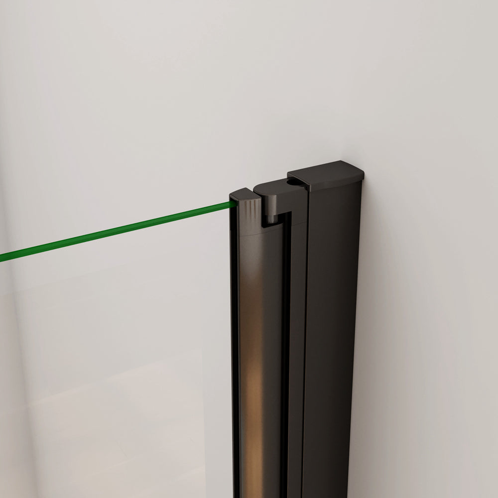 80x140cm Parete Vasca Doccia Sopravasca Singolo Pannello Girevole in Vetro Temperato 6 mm Trasparente Telaio Nero Opaco