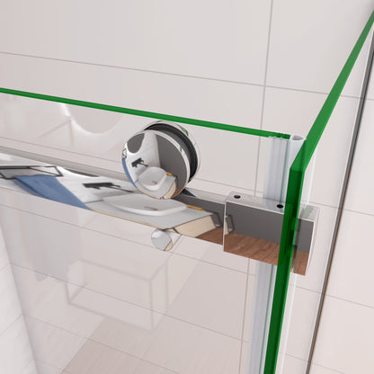 Aica 195cm Box Doccia Angolare Porta Scorrevole Ingresso Laterale Vetro 8mm Temperato Anticalcare Trasparente Telaio Cromato Lucido