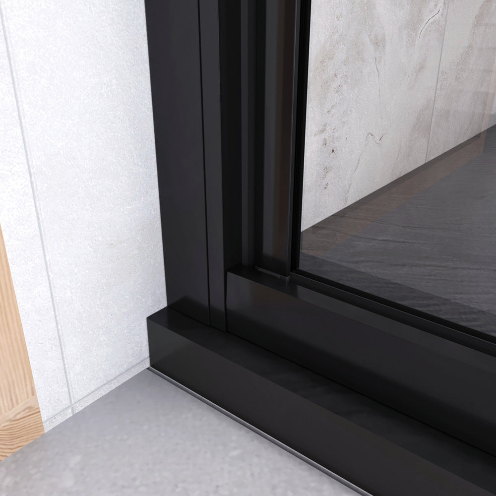 185cm Box Doccia per Nicchia Porta a Soffietto Vetro Temperato 5mm Trasparente Profilo Nero Opaco