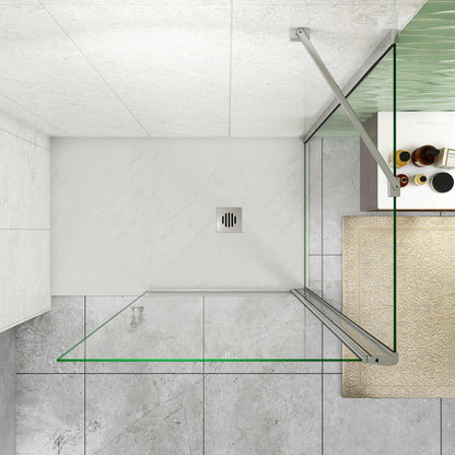 Aica Box Doccia Walk In Parete Fissa Vetro da 6mm Temperato Anticalcare Barra Stabilizzatrice 45cm Cromo Lucido