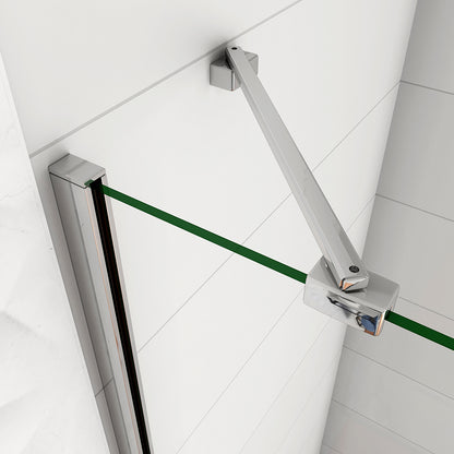 WALK IN Paretina Fissa Porta Movibile Vetro 8mm Trasparente Temperato Anticalcare con Portasciugamano Barra Stabilizzatrice