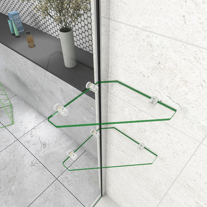 Box Doccia Walk In Parete Fissa 80-120cm Paretina Mobile 30/40 cm Vetro Temperato 8 mm Anticalcare 2 Ripiani Mensole Barra Stabilizzatrice 70-120cm