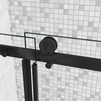 200cm Box Doccia Angolare Porta Scorrevole con Parete Fissa Vetro da 8mm Temperato Trasparente Anticalcare Telaio Nero Opaco
