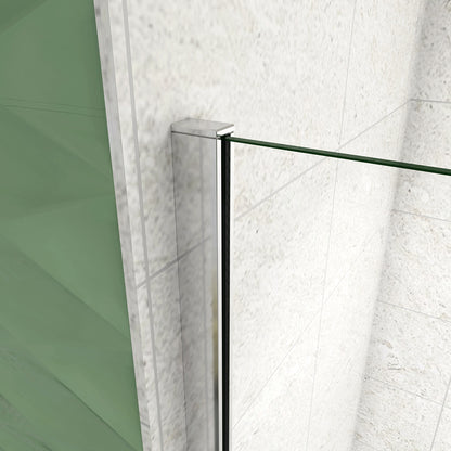 Doccia Walk In Parete Fissa in Vetro Temperato Anti-frantumi Anticalcare da 8mm Striscia Opaca Centrale con Barra Stabilizzatrice