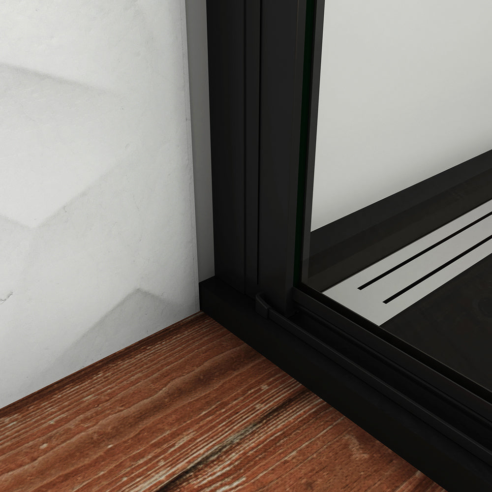 WALK IN Parete Doccia Movibile Battente Verso Interno e Esterno in Vetro 8 mm Trasparente Temperato Anticalcare Telaio Nero Opaco