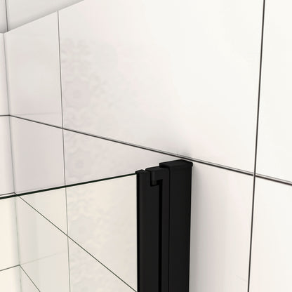 Aica Porta Doccia per Nicchia Apertura Battente Pieghevole in Vetro Temperato Trasparente 5 mm Anticalcare Telaio Nero Opaco