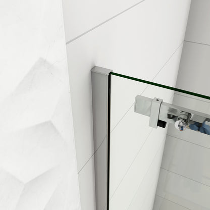 Aica 195cm Box Doccia Angolare Porta Scorrevole Ingresso Laterale Vetro 8mm Temperato Anticalcare Trasparente Telaio Cromato Lucido