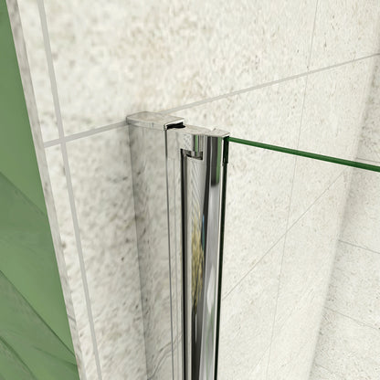 H.140cm Parete Doccia Per Vasca 130 cm 3 Ante Movibili Pieghevoli a Libro in Vetro Temperato 6mm Trasparente Anticalcare Telaio Cromo Lucido