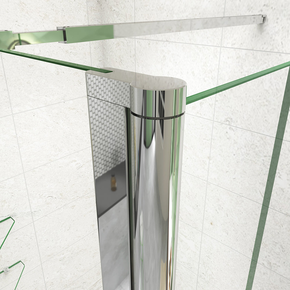 Box Doccia Walk In Parete Fissa 80-120cm + Paretina Mobile 30/40 cm Vetro Temperato 8 mm Anticalcare 2 Ripiani Mensole Barra Stabilizzatrice 70-120cm