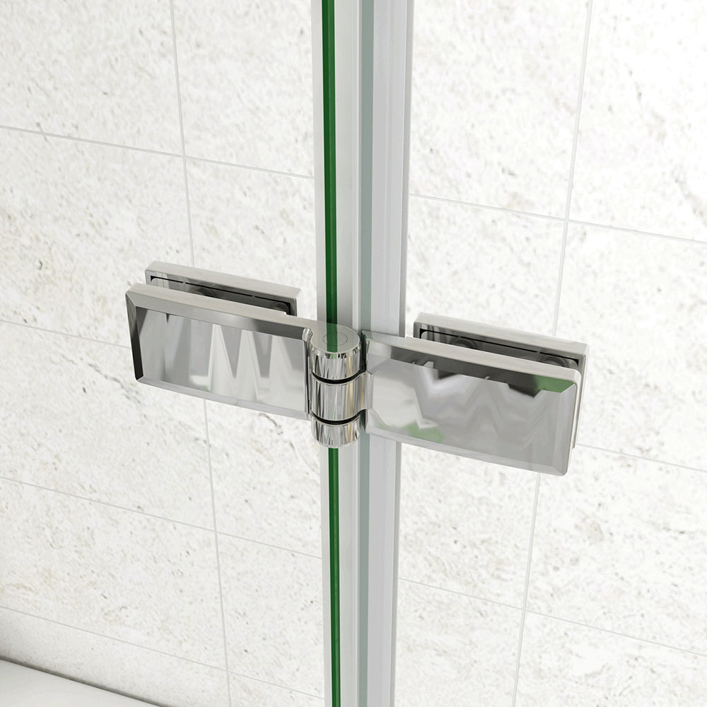 H.140cm Parete Doccia Per Vasca 130 cm 3 Ante Movibili Pieghevoli a Libro in Vetro Temperato 6mm Trasparente Anticalcare Telaio Cromo Lucido