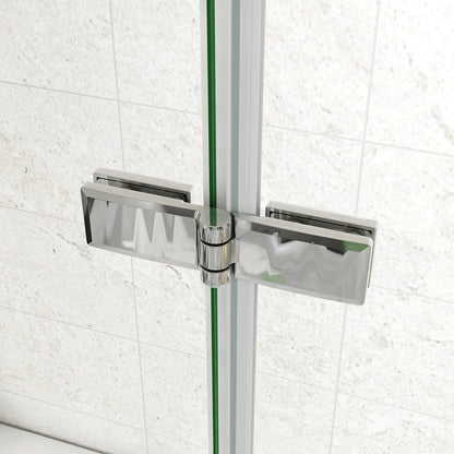 H.140cm Parete Doccia Per Vasca 130 cm 3 Ante Movibili Pieghevoli a Libro in Vetro Temperato 6mm Trasparente Anticalcare Telaio Cromo Lucido