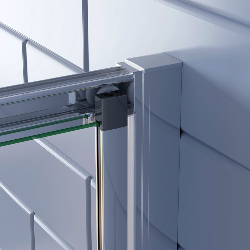 Aica 185cm Box Doccia Angolare Porta a Soffietto con Parete Fissa in Vetro Temperato Trasparente 5 mm Profilo Cromo Lucido