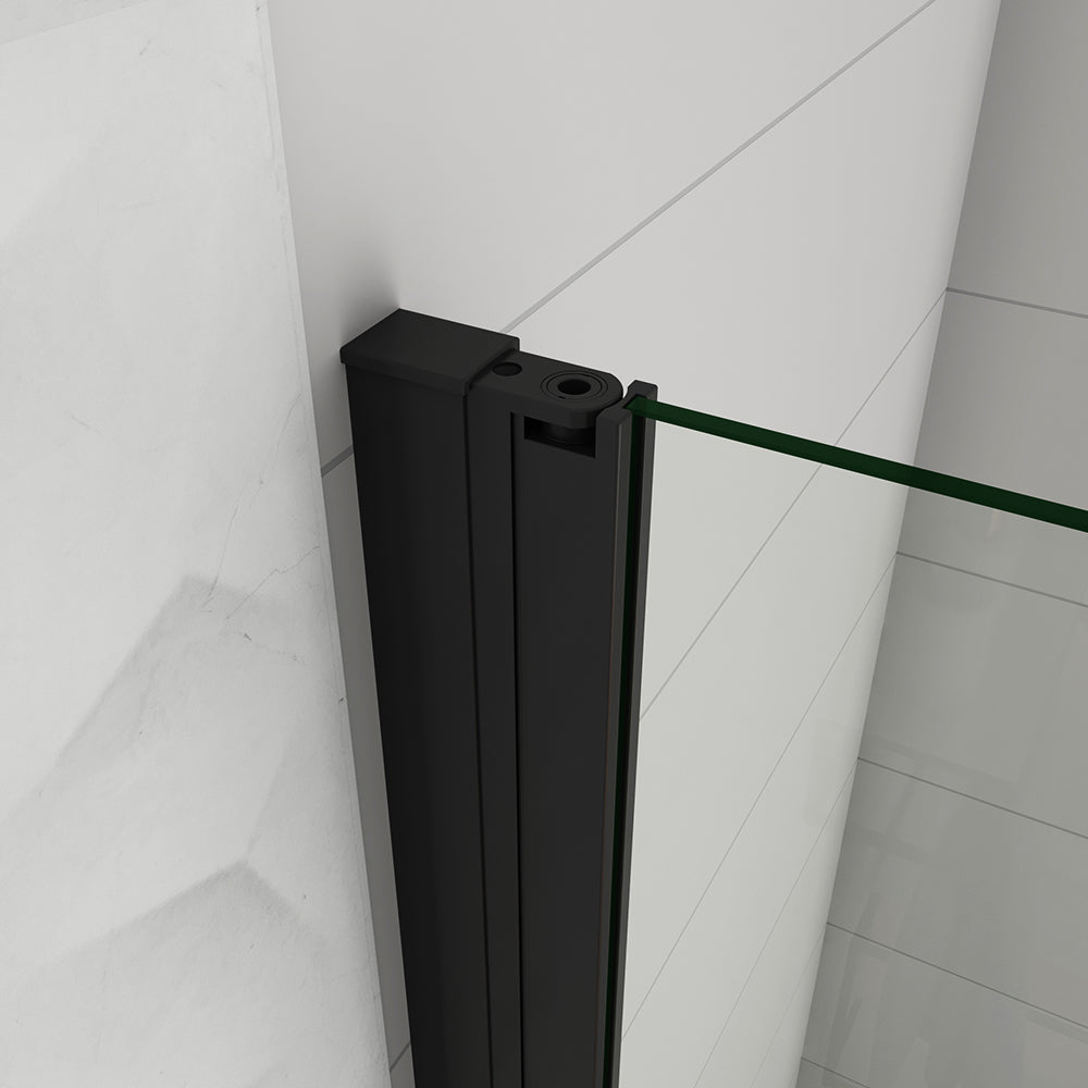 WALK IN Parete Doccia Movibile Battente Verso Interno e Esterno in Vetro 8 mm Trasparente Temperato Anticalcare Telaio Nero Opaco