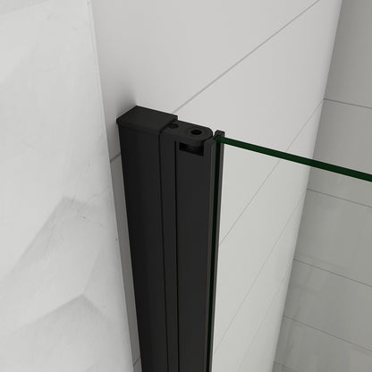 WALK IN Parete Doccia Movibile Battente Verso Interno e Esterno in Vetro 8 mm Trasparente Temperato Anticalcare Telaio Nero Opaco