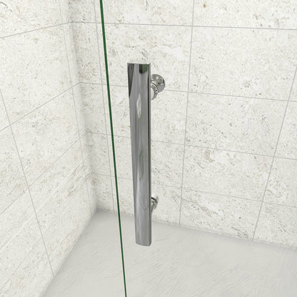 195cm Box Doccia Angolare Porta Battente Pieghevole Parete Fissa Vetro da 6mm Temperato Anticalcare Barra Stabilizzatrice 45cm Cromo Lucido