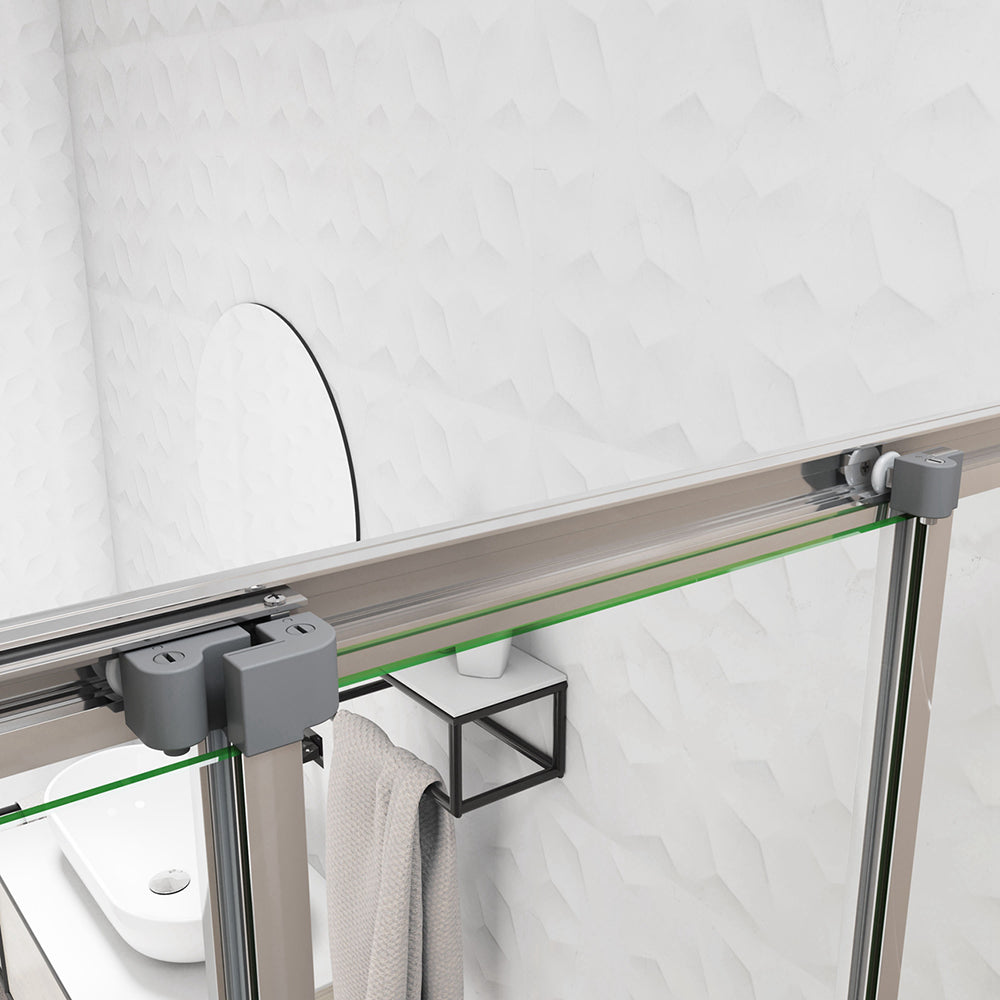 Aica 195 cm Box Doccia per Nicchia Porta Scorrevole ad Ante Sovrapposte Vetro Temperato 6 mm Trasparente Anticalcare Profili Cromati Lucidi