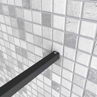 Box Doccia Walk in Due Pareti una Fissa? Mobile Vetro 8mm Temperato Trasparente Anticalcare Barra Stabilizzatrice Nero Opaco