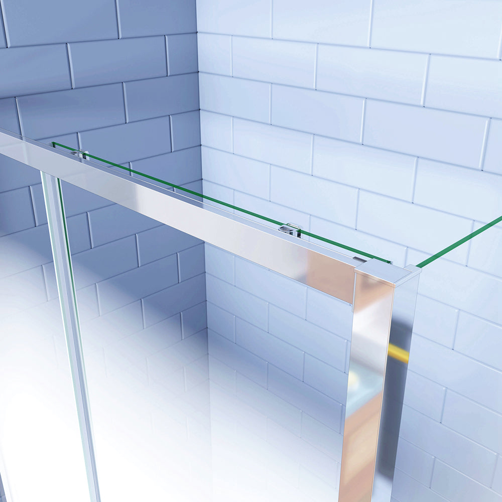 190cm Box Doccia Angolare Porta Scorrevole con Parete Fissa in Vetro Temperato Serigrafato Opaco Graduale Profili Cromato Lucido