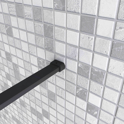 Box Doccia Walk in Due Pareti una Fissa? Mobile Vetro 8mm Temperato Trasparente Anticalcare Barra Stabilizzatrice Nero Opaco