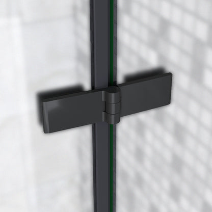 195cm Box Doccia Semicircolare Apertura Battente Vetro 6mm Temperato Satinato Anticalcare con 2 Barre Stabilizzatrici Telai in Nero Opaco