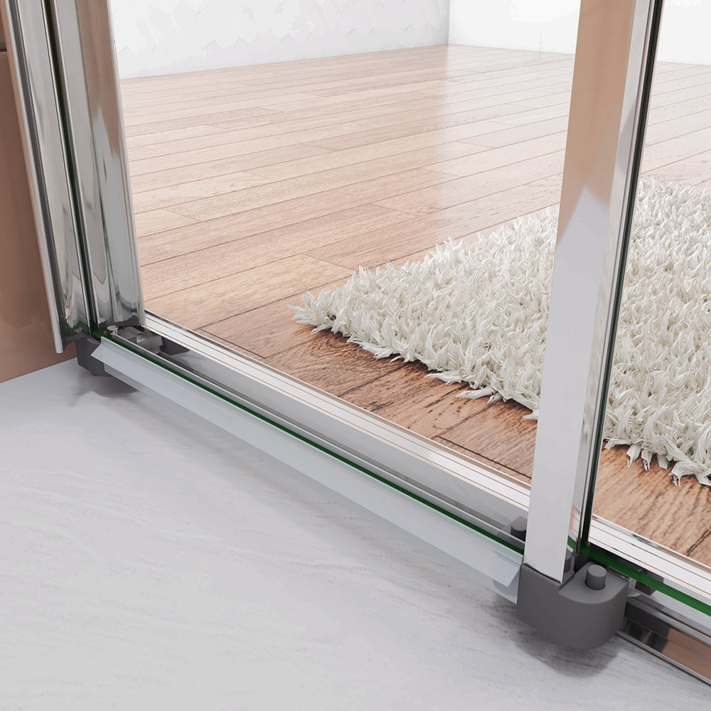 Aica 195 cm Box Doccia per Nicchia Porta Scorrevole ad Ante Sovrapposte Vetro Temperato 6 mm Trasparente Anticalcare Profili Cromati Lucidi