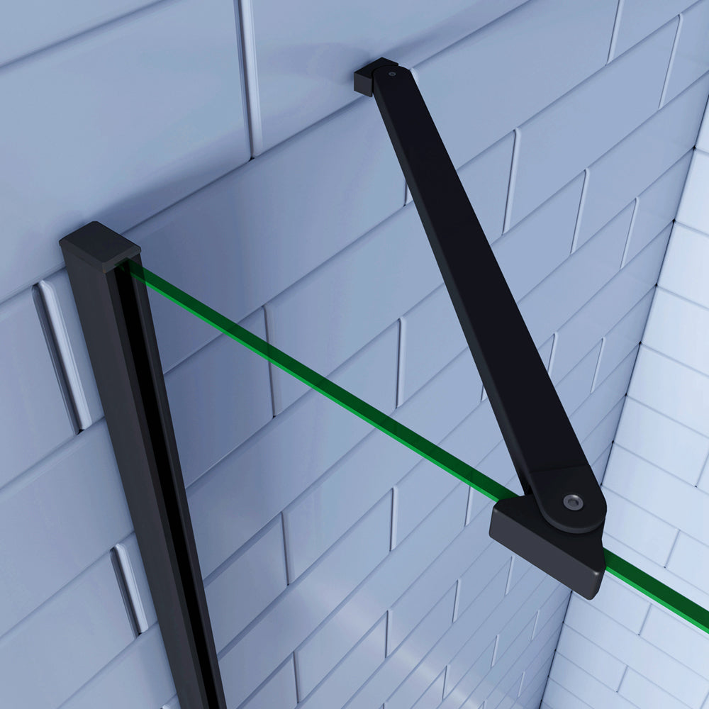 Porta Doccia per Nicchia Apertura Battente 2 Pannelli in Vetro Temperato 8 mm Anticalcare Telaio Nero Opaco