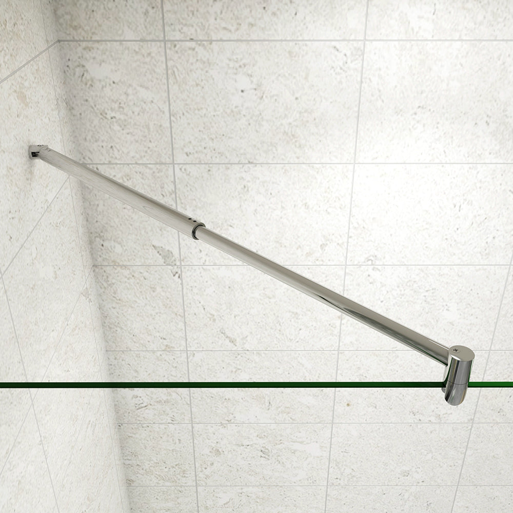 Box Doccia Walk In Parete Fissa 80-120cm + Paretina Mobile 30/40 cm Vetro Temperato 8 mm Anticalcare 2 Ripiani Mensole Barra Stabilizzatrice 70-120cm