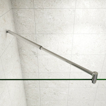 Box Doccia Walk In Parete Fissa 80-120cm Paretina Mobile 30/40 cm Vetro Temperato 8 mm Anticalcare 2 Ripiani Mensole Barra Stabilizzatrice 70-120cm